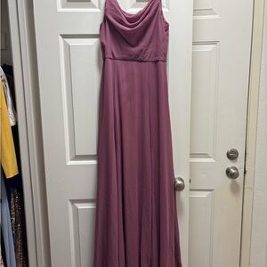 David's Bridal Dusty Rose Cowl Neck Sleeveless Maxi Dress